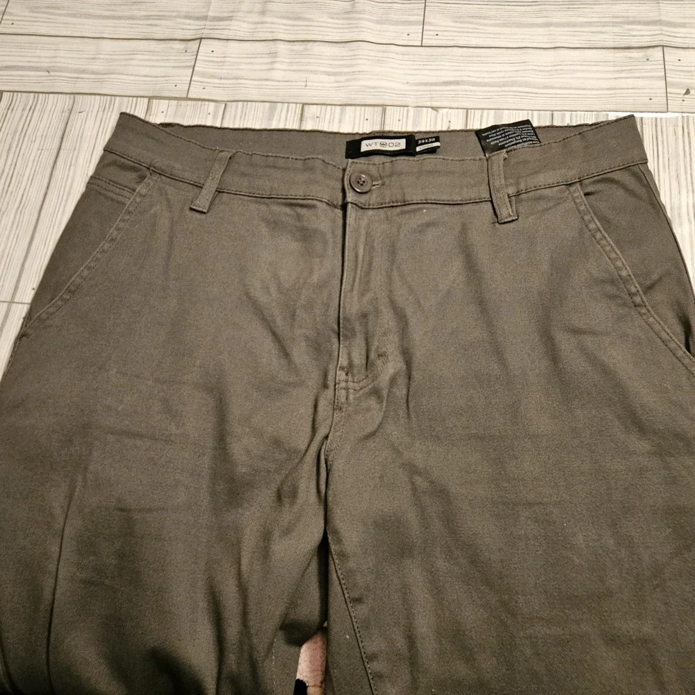WT02 Chino Pants Mens 34x30‎ Gray Straight Leg Flat Front Twill Workwear Office